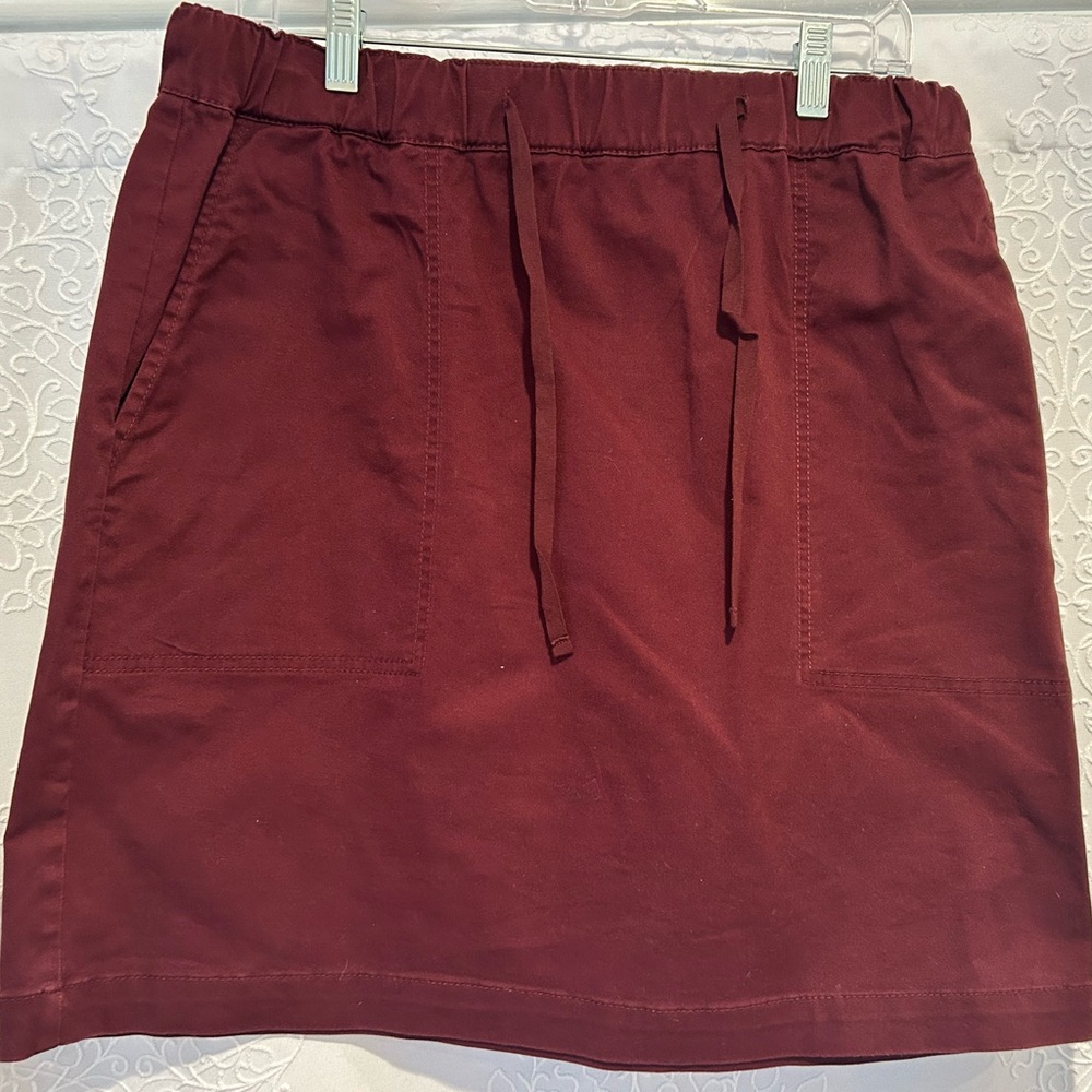 LOFT Drawstring Pocket Mini Skirt - Wine